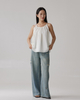 Drawstring Pleated Loose Vest Blouse