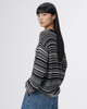 A Simple Round-neck, Color-blocking Striped Knitted Sweater