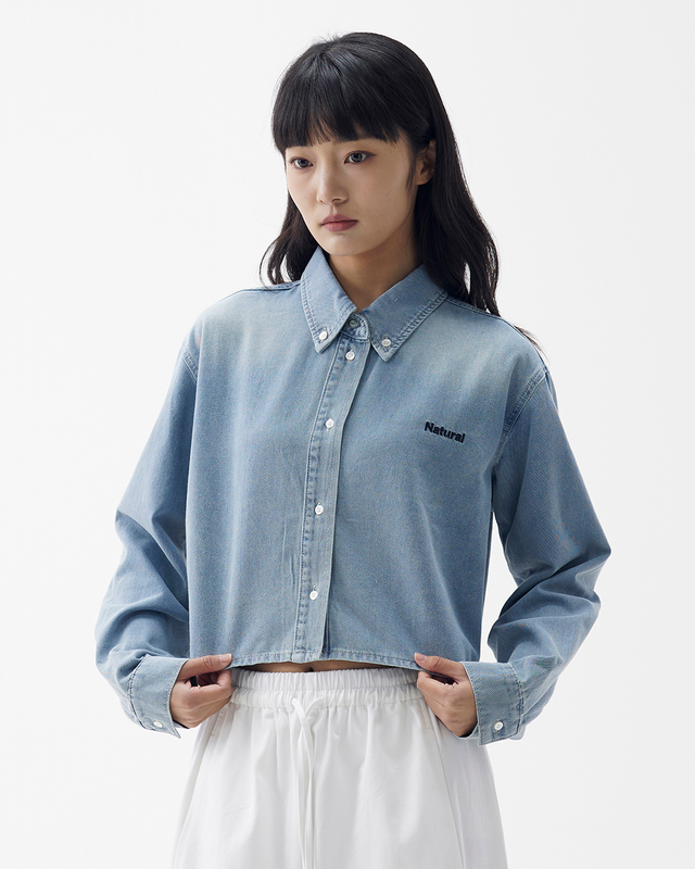 Embroidered Short Denim Shirt