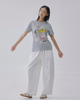 Short-sleeved loose grey design T-shirt