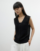 A V-neck Pocket Vest Made of Paper Yarn