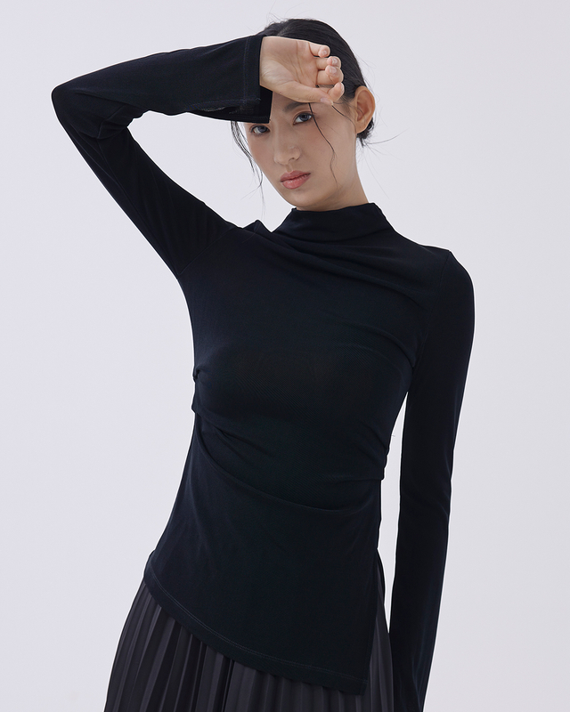 High Neck Irregular Hem Top