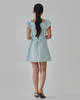 Button Down Embroidered Puffy Sleeve Dress