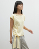 Round-neck Design Sense Tied Flying Sleeve T-shirt