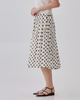 Cotton Pleated Flare Midi Skirt