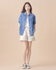 Hong Kong-style Single-breasted Lapel Short-sleeved Denim Shirt