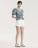  Floral Bubble Sleeved Shirt