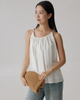 Drawstring Pleated Loose Vest Blouse