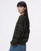 A Simple Round-neck, Color-blocking Striped Knitted Sweater