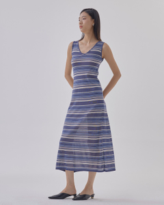 Reagan V-Neck Striped Fitted Dress
