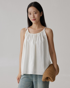 Drawstring Pleated Loose Vest Blouse