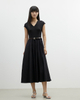 Mid-length V-neck Waist-cinching Short-sleeved Dress