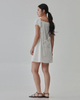 Button Down Embroidered Puffy Sleeve Dress