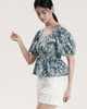  Floral Bubble Sleeved Shirt
