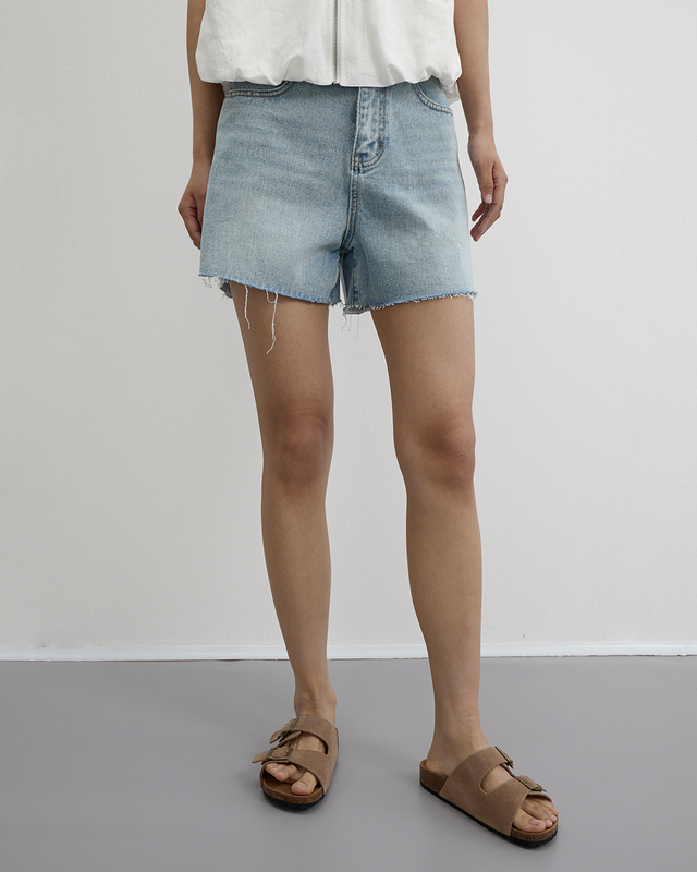 Fringed Denim Shorts