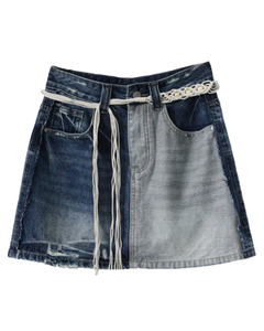 Distressed Denim Mini Skirt