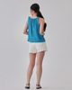 Scrunched Neck Ribbon Swing Tank Top