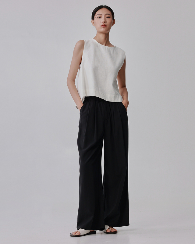 Theia Relaxed Fit Pleated Wide Leg Pants