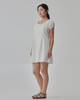 Button Down Embroidered Puffy Sleeve Dress