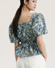  Floral Bubble Sleeved Shirt
