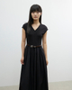 Mid-length V-neck Waist-cinching Short-sleeved Dress