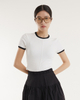 Color-blocking, Form-fitting Short-sleeved T-shirt