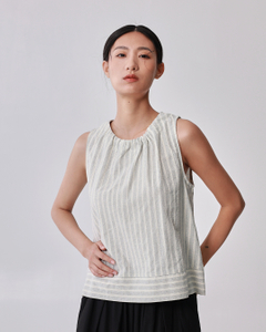 Scrunch Round Neck Pinstriped Tank