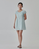 Button Down Embroidered Puffy Sleeve Dress
