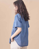 Hong Kong-style Single-breasted Lapel Short-sleeved Denim Shirt