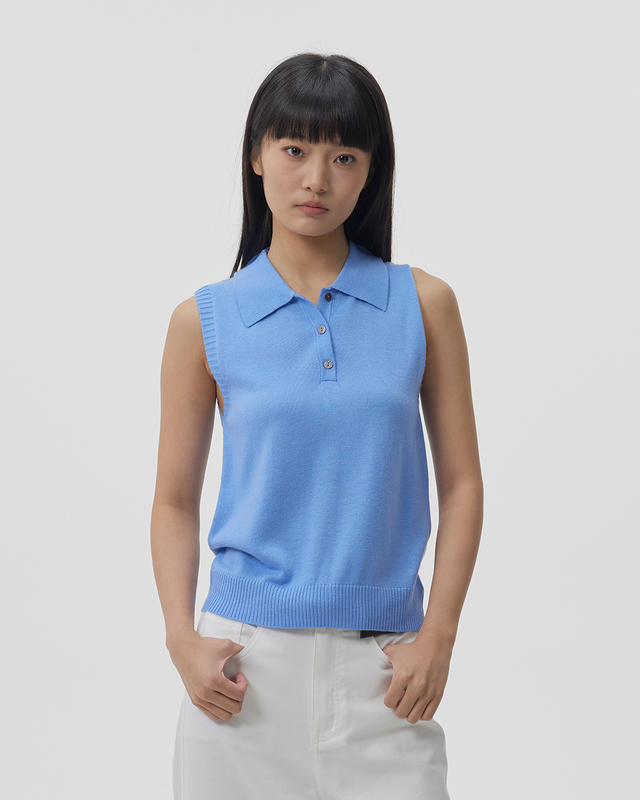 Polo Collar Sleeveless Vest
