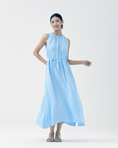 Farah Pleated High Neck Swing Dress