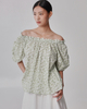 Off-Shoulder Floral Puffy Sleeve Top