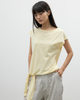 Round-neck Design Sense Tied Flying Sleeve T-shirt