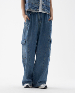 Retro Denim Workwear Casual Pants