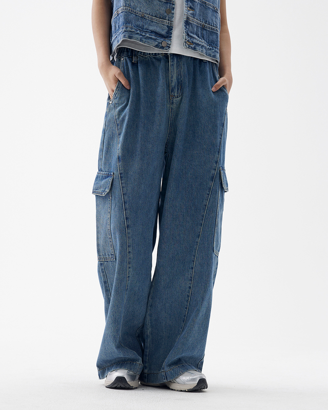 Retro Denim Workwear Casual Pants