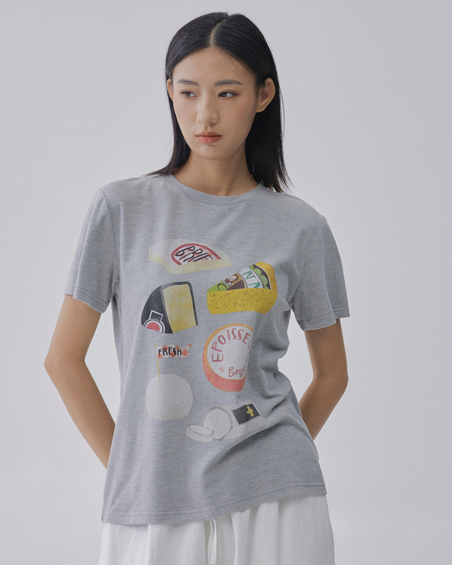 Short-sleeved loose grey design T-shirt